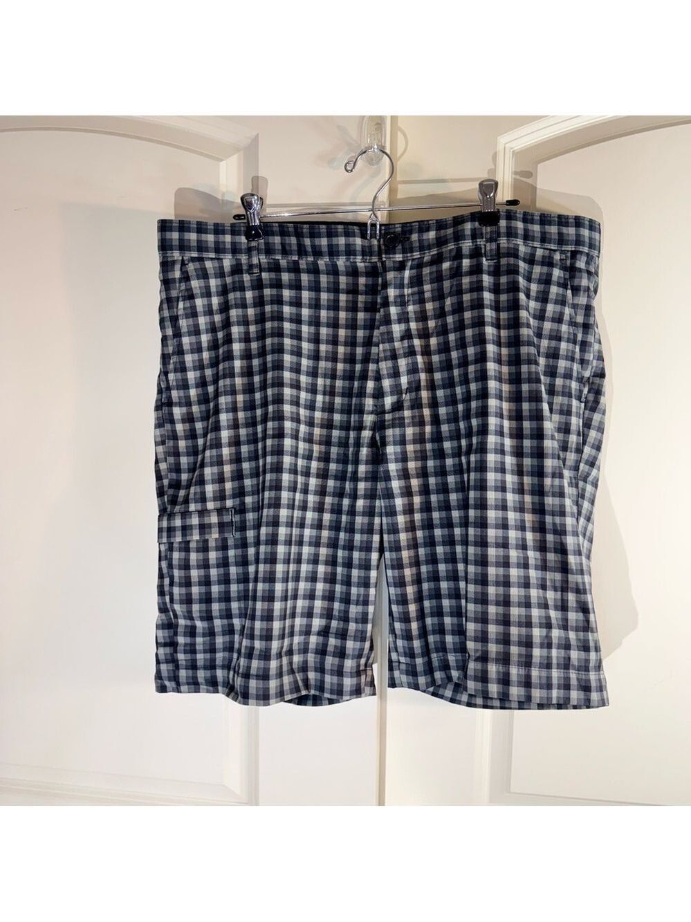 Greg Norman for Tasso Elba Gray Plaid Cargo Golf Shorts 38